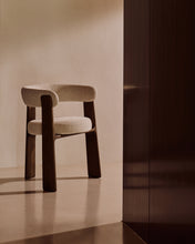 Load image into Gallery viewer, Granite 3-legged chair in beige chenille and with solid ash wood in a walnut finish FSC 100% - image 5