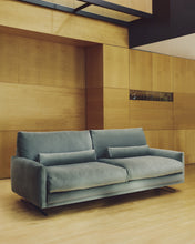 Load image into Gallery viewer, Veliro green velvet 2-seater sofa with steel legs in black finish 210cm FSC Mix Credit - image 6