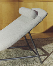Load image into Gallery viewer, Osla chaise longue in beige chenille with brushed stainless steel legs FSC 100% 175 cm - image 4