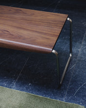 Load image into Gallery viewer, Tarsel bench in walnut veneer with brushed stainless steel structure 142cm - image 4