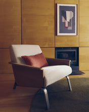 Load image into Gallery viewer, Amsen beige armchair in oak plywood with legs in brushed stainless steel - image 6