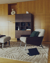 Load image into Gallery viewer, Amsen light brown armchair in walnut plywood with legs in brushed stainless steel - image 6