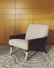 Load image into Gallery viewer, Amsen light brown armchair in walnut plywood with legs in brushed stainless steel - image 5