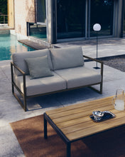 Load image into Gallery viewer, Sorells coffee table in gray aluminum and teak wood 63 x 144,6 cm FSC 100% - image 3