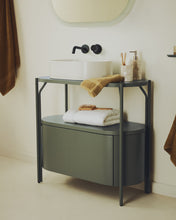Load image into Gallery viewer, Arely bathroom vanity unit with steel structure and green lacquered MDF 90 x 40cm - image 5