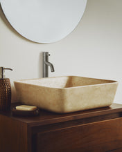 Load image into Gallery viewer, Darnen beige marble countertop washbasin 40 x 40cm