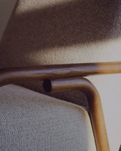 Load image into Gallery viewer, Sylo armchair in beige chenille and solid ash wood with walnut-coloured finish FSC 100% - image 10