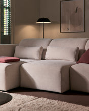Load image into Gallery viewer, Lares 3-seater sofa with motorised sliding seats and reclining headrest in beige chenille 255cm - image 8