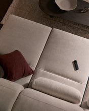 Load image into Gallery viewer, Lares 3-seater sofa with motorised sliding seats and reclining headrest in beige chenille 255cm - image 9