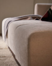 Load image into Gallery viewer, Lares 3-seater sofa with motorised sliding seats and reclining headrest in beige chenille 255cm - image 10