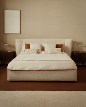 Load image into Gallery viewer, Arvian beige chenille removable-cover bed with ottoman base for a 160 x 200 cm mattress - image 7