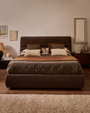 Load image into Gallery viewer, Dafra dark brown chenille removable-cover bed with ottoman base for a 160 x 200 cm mattress - image 5