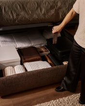 Load image into Gallery viewer, Dafra dark brown chenille removable-cover bed with ottoman base for a 160 x 200 cm mattress - image 6