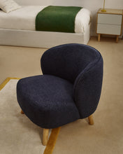Load image into Gallery viewer, Ulit armchair in blue-grey chenille with solid beech wood legs in a natural finish - image 7