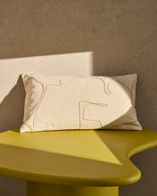 Load image into Gallery viewer, Dibel ecru cotton cushion cover with beige embroidery detail 30 x 50cm - image 2