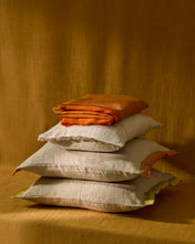 Load image into Gallery viewer, Disea cushion cover in beige linen with orange detail 45 x 45cm - image 2