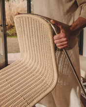 Load image into Gallery viewer, Tavari stackable chair in beige synthetic rope cord and AISI 304 stainless steel with brushed finish - image 7