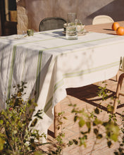 Load image into Gallery viewer, Todila green striped 100% cotton tablecloth 170 x 170cm - image 3