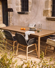 Load image into Gallery viewer, Set with Sori table in solid acacia wood and 6 Alipa chairs in graphite solid acacia wood and rope cord 200 x 100cm FSC 100% - image 2