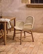 Load image into Gallery viewer, Alipa chair with armrests in FSC 100% solid acacia wood and ecru rope cord - image 6