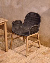 Load image into Gallery viewer, Alipa chair with armrests in FSC 100% solid acacia wood and dark grey rope cord - image 6