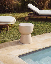 Load image into Gallery viewer, Mesquida outdoor side table in ceramic with glazed ecru finish Ø 36cm