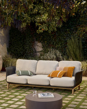 Load image into Gallery viewer, Alipa 3-seater sofa in solid acacia wood and dark grey rope cord 235 cm FSC 100% - image 4