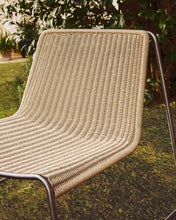 Load image into Gallery viewer, Tavari stackable armchair in beige synthetic rope cord and AISI 304 stainless steel with brushed finish - image 6