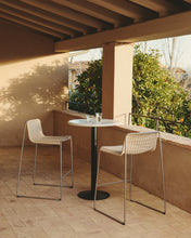 Load image into Gallery viewer, Saura round high bar table made of black metal with a white terrazzo top, 96 x Ø70 cm - image 4