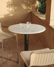 Load image into Gallery viewer, Saura round high bar table made of black metal with a white terrazzo top, 96 x Ø70 cm - image 5