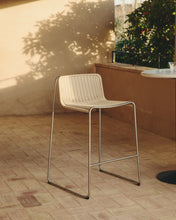 Load image into Gallery viewer, Tavari stackable stool in beige synthetic rope cord and AISI 304 stainless steel with brushed finish 75 cm - image 5