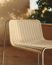 Load image into Gallery viewer, Tavari stackable stool in beige synthetic rope cord and AISI 304 stainless steel with brushed finish 75 cm - image 6