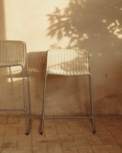 Load image into Gallery viewer, Tavari stackable stool in beige synthetic rope cord and AISI 304 stainless steel with brushed finish 65 cm - image 5