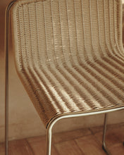 Load image into Gallery viewer, Tavari stackable stool in beige synthetic rope cord and AISI 304 stainless steel with brushed finish 65 cm - image 6