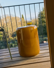 Load image into Gallery viewer, Mesquida outdoor side table in ceramic with glazed mustard finish Ø 35cm - image 4