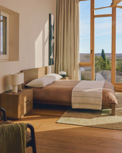 Load image into Gallery viewer, Arelida bed made of oak veneer and solid oak wood with light brown finish for 180 x 200 cm mattress FSC Mix Credit - image 7