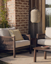Load image into Gallery viewer, Saranella portable LED table lamp in light grey synthetic rattan - image 5