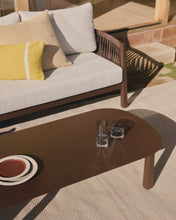 Load image into Gallery viewer, Aleria set with 3-seater sofa, 2 armchairs and coffee table in brown aluminium and synthetic rope cord - image 4