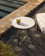 Load image into Gallery viewer, Tella round side table in galvanised steel with beige tiles Ø45 cm - image 3