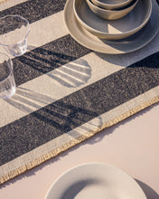 Load image into Gallery viewer, Daltan black striped cotton and jute table runner 50 x 150cm - image 3