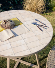 Load image into Gallery viewer, Tella round table in taupe galvanised steel with beige tiles Ø120cm - image 4