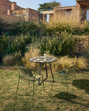 Load image into Gallery viewer, Tella round table in graphite galvanised steel with multicoloured tiles Ø120 cm - image 3