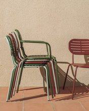 Load image into Gallery viewer, Brai stackable outdoor chair with armrests in taupe galvanised steel - image 7