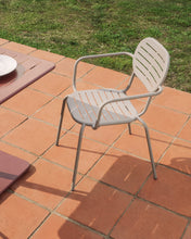 Load image into Gallery viewer, Brai stackable outdoor chair with armrests in taupe galvanised steel - image 5