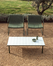 Load image into Gallery viewer, Maurina coffee table in green galvanised steel with ecru tiles 122 x 61cm - image 3