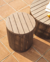 Load image into Gallery viewer, Dandara side table made of steel, beige cord and solid acacia wood, Ø40 cm FSC 100% - image 4
