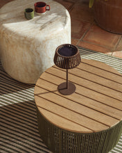 Load image into Gallery viewer, Aldet outdoor solar table lamp in brown flat rope cord with metal stand - image 8