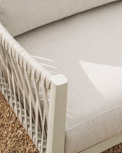 Load image into Gallery viewer, Aleria set with 3-seater sofa, 2 armchairs and coffee table in aluminium and ecru synthetic rope - image 3