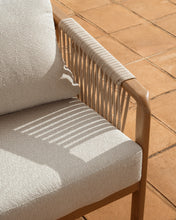Load image into Gallery viewer, Sirte outdoor set with 3-seater sofa, 2 armchairs and aluminium table with wood-effect finish and ecru cushions - image 4