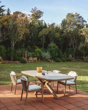 Load image into Gallery viewer, Mirtia outdoor table in wood-effect aluminium and ecru sintered stone 240 x 110cm - image 3